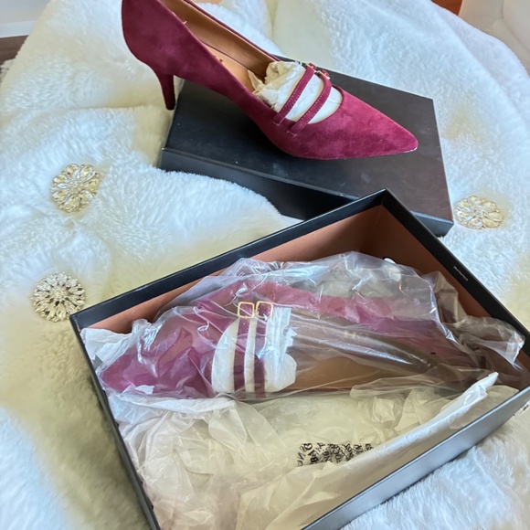Coach Burgundy Suede Heels - Picture 4 of 5